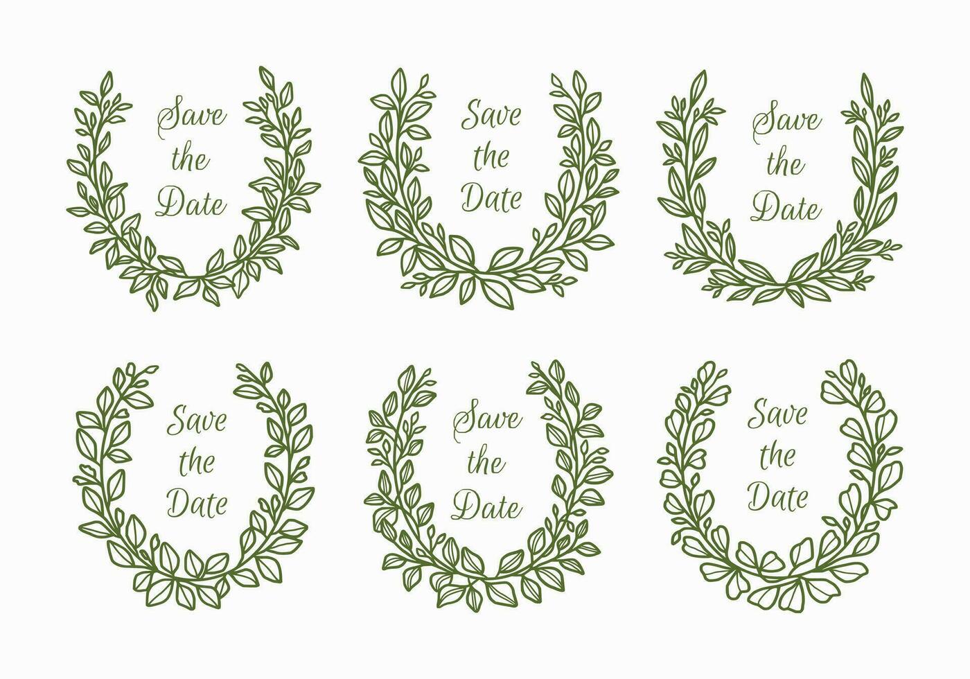 Vintage hand drawn floral wreath element collection vector