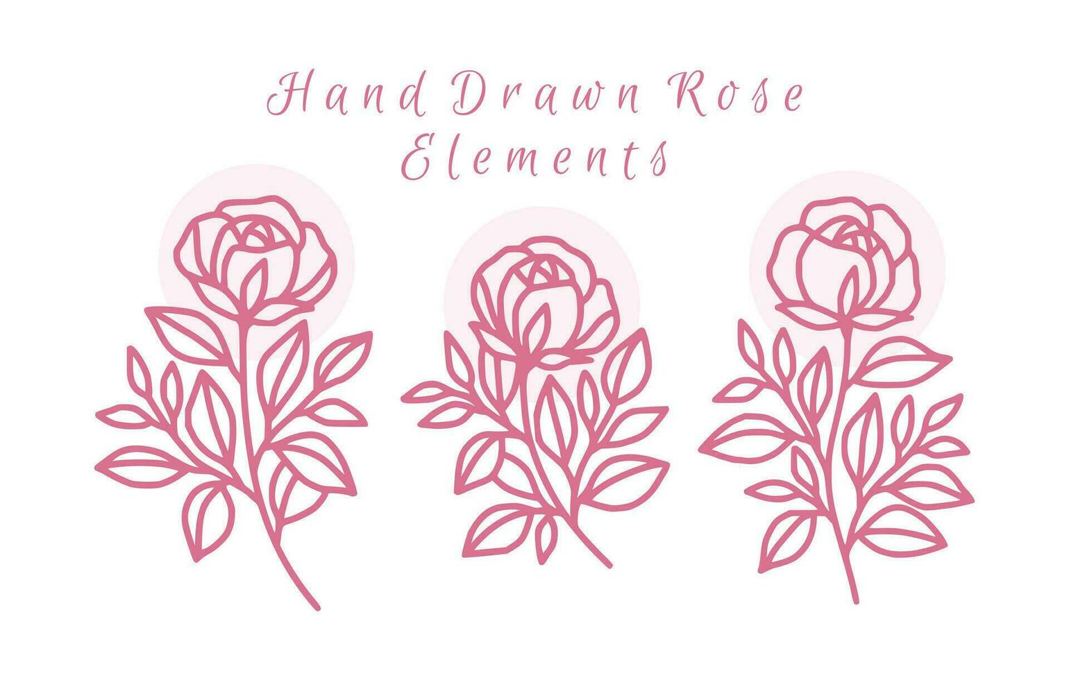 Vintage hand drawn rose flower logo element collection vector