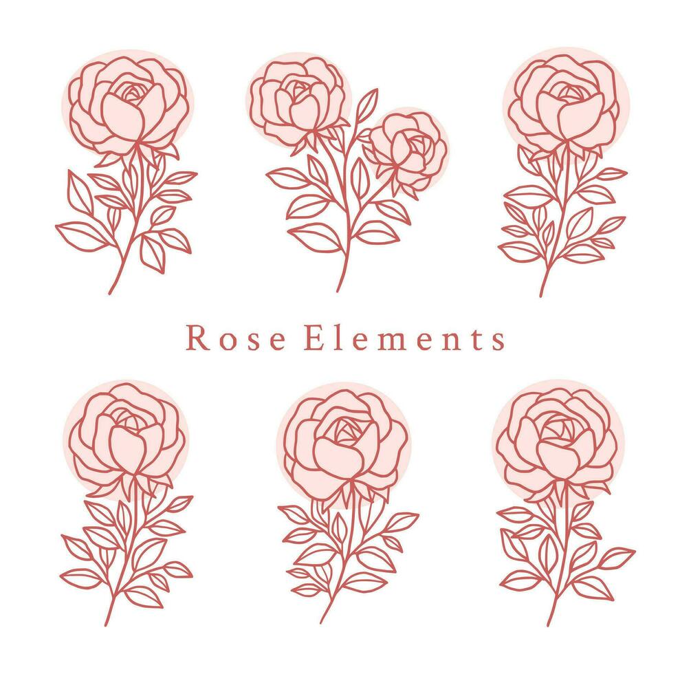 Vintage hand drawn flower logo element collection vector