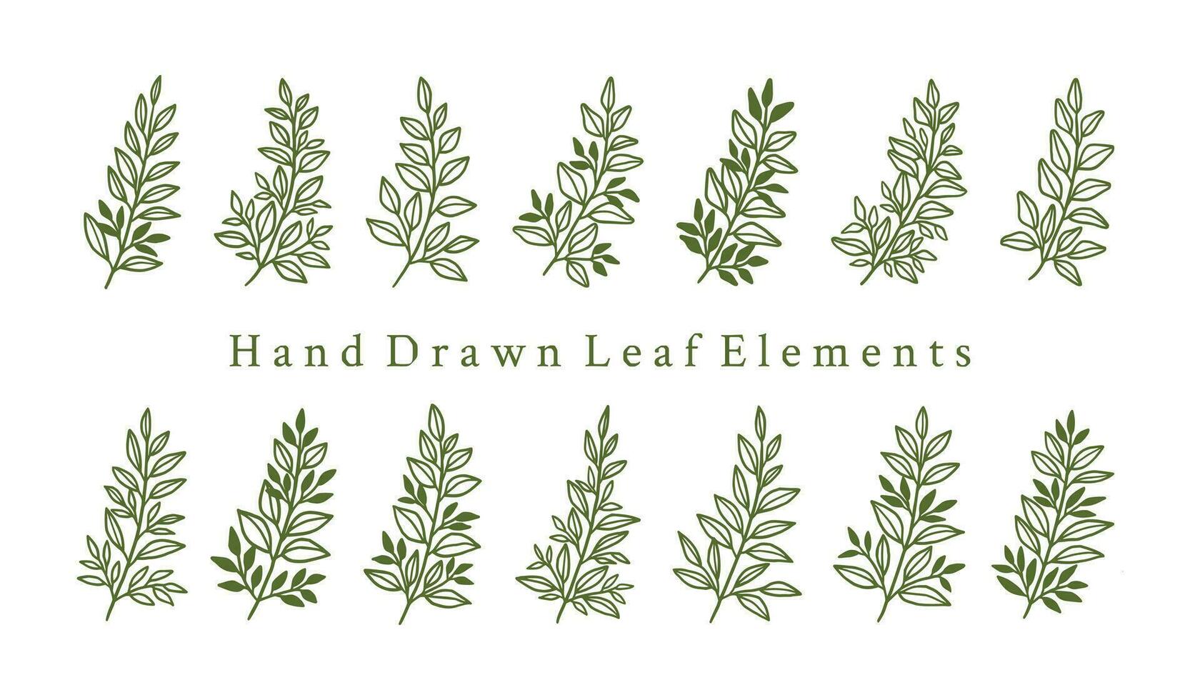 Vintage hand drawn leaf branch logo element collection vector