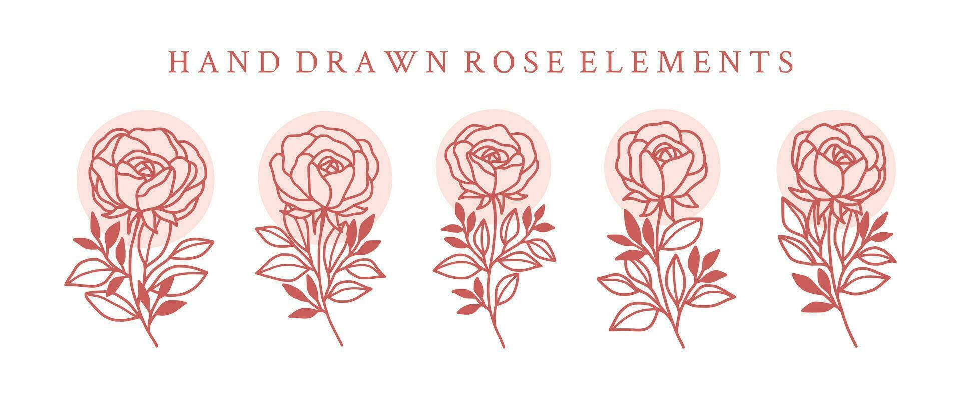 Vintage hand drawn flower logo element collection vector