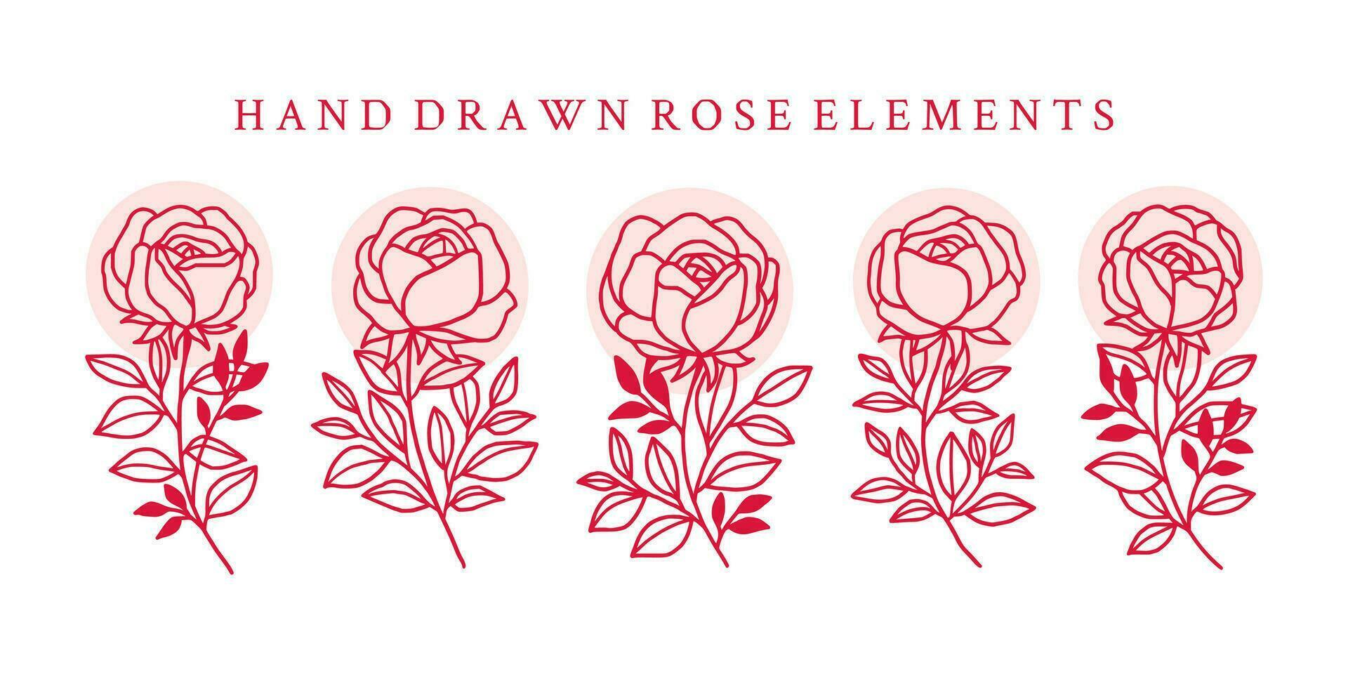 Vintage hand drawn flower logo element collection vector