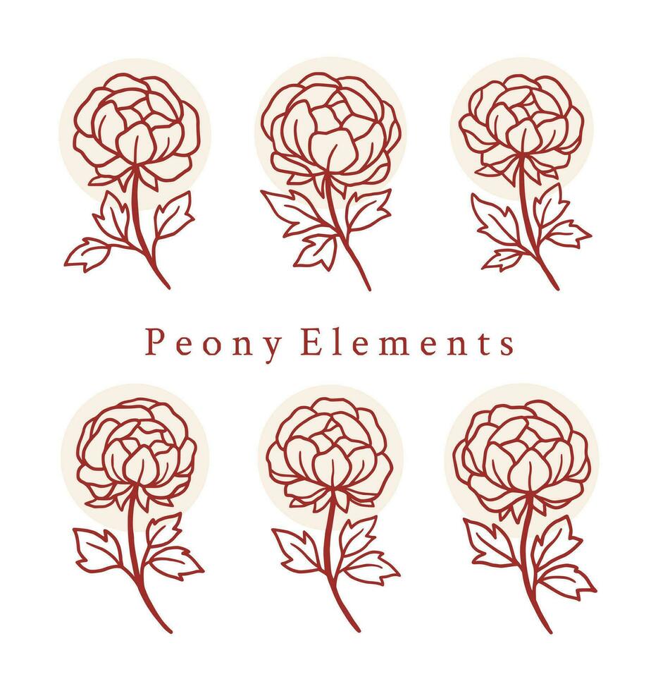 Vintage hand drawn flower logo element collection vector