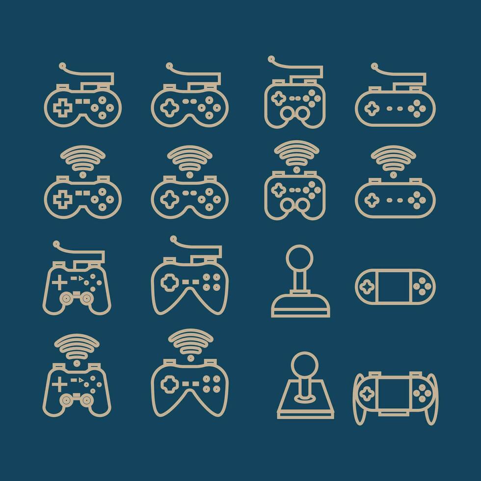 Game controller line icons set. Vector illustration. Editable stroke.