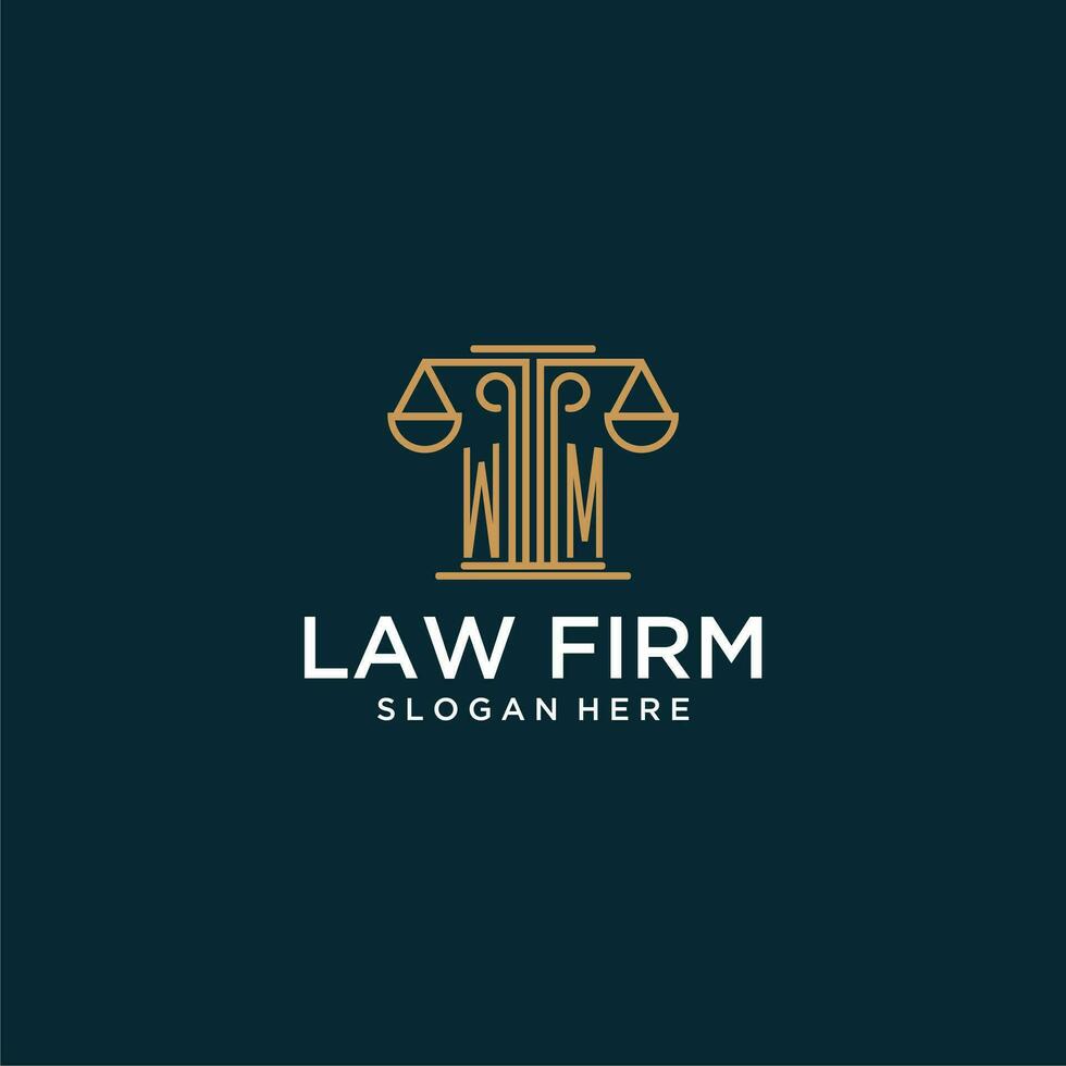 WM initial monogram logo for lawfirm with scale vector design