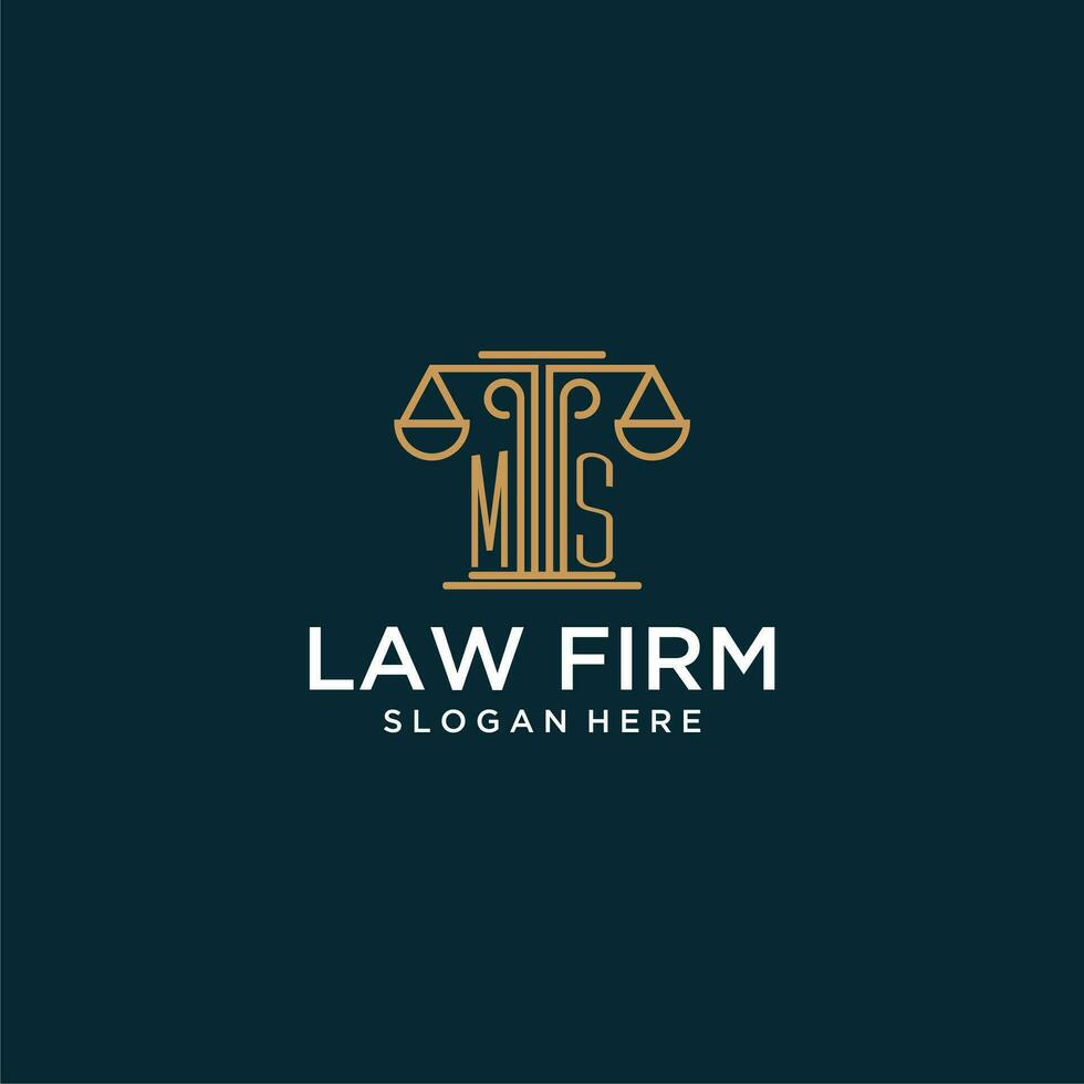 MS initial monogram logo for lawfirm with scale vector design