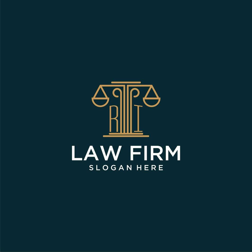 RI initial monogram logo for lawfirm with scale vector design