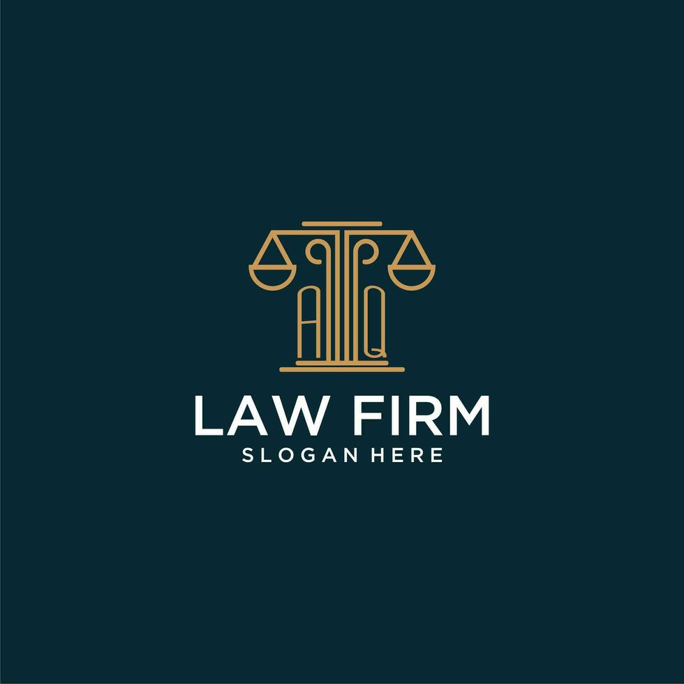 AQ initial monogram logo for lawfirm with scale vector design