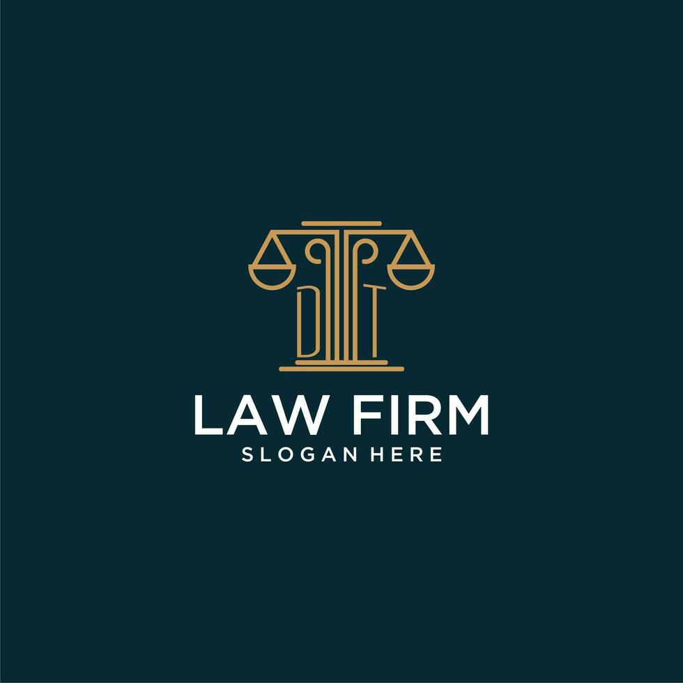DT initial monogram logo for lawfirm with scale vector design
