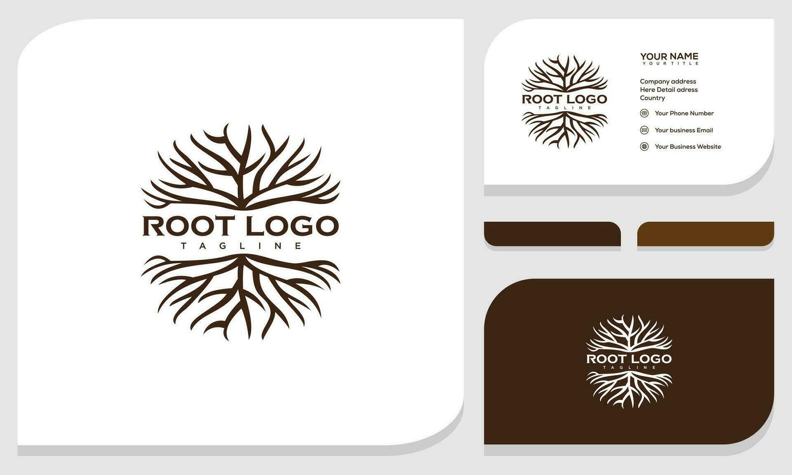 Creative abstract roots of life logo and business card design template vector