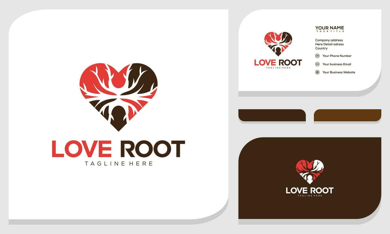 Creative abstract root of life with heart combination on logo and business card design template vector