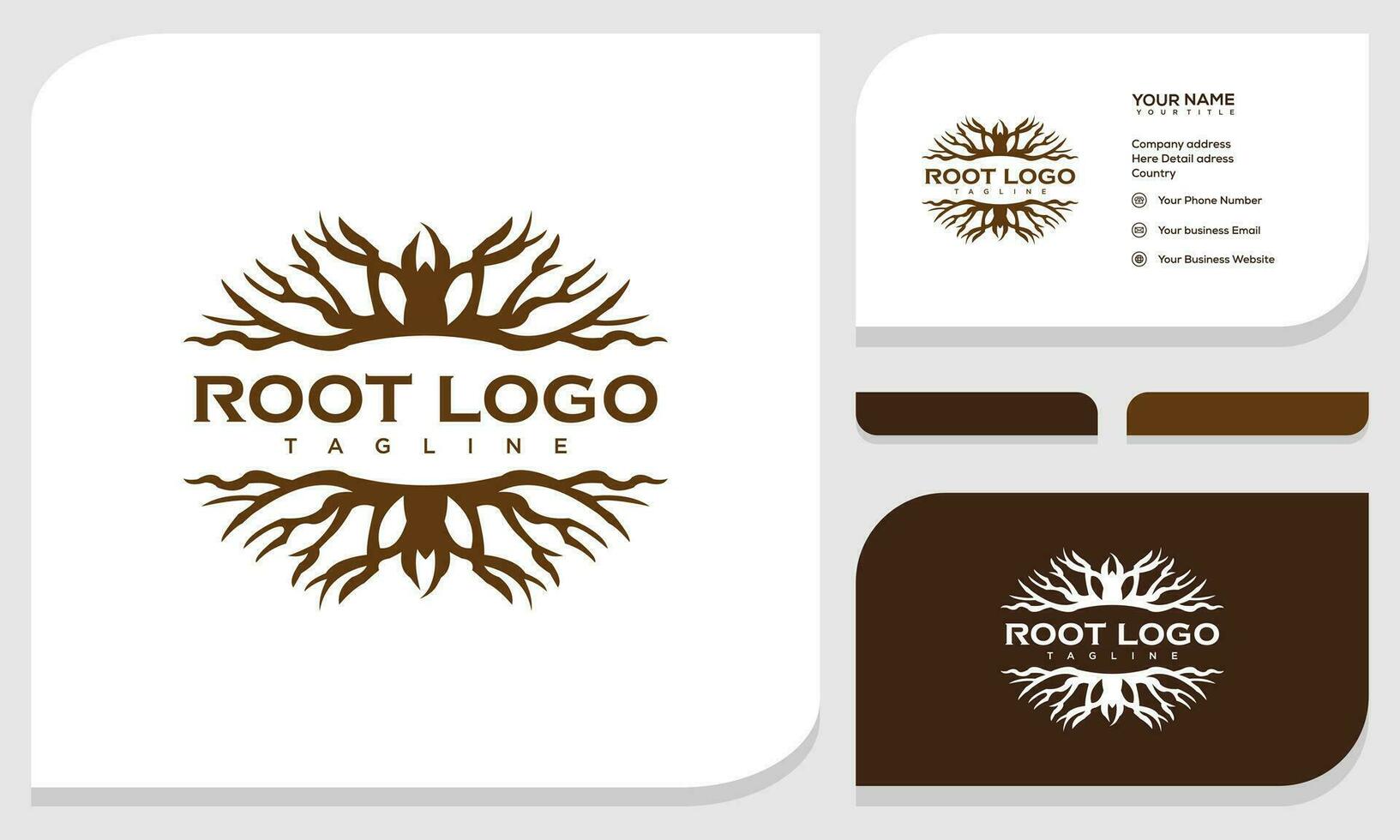 Creative abstract roots of life logo and business card design template vector