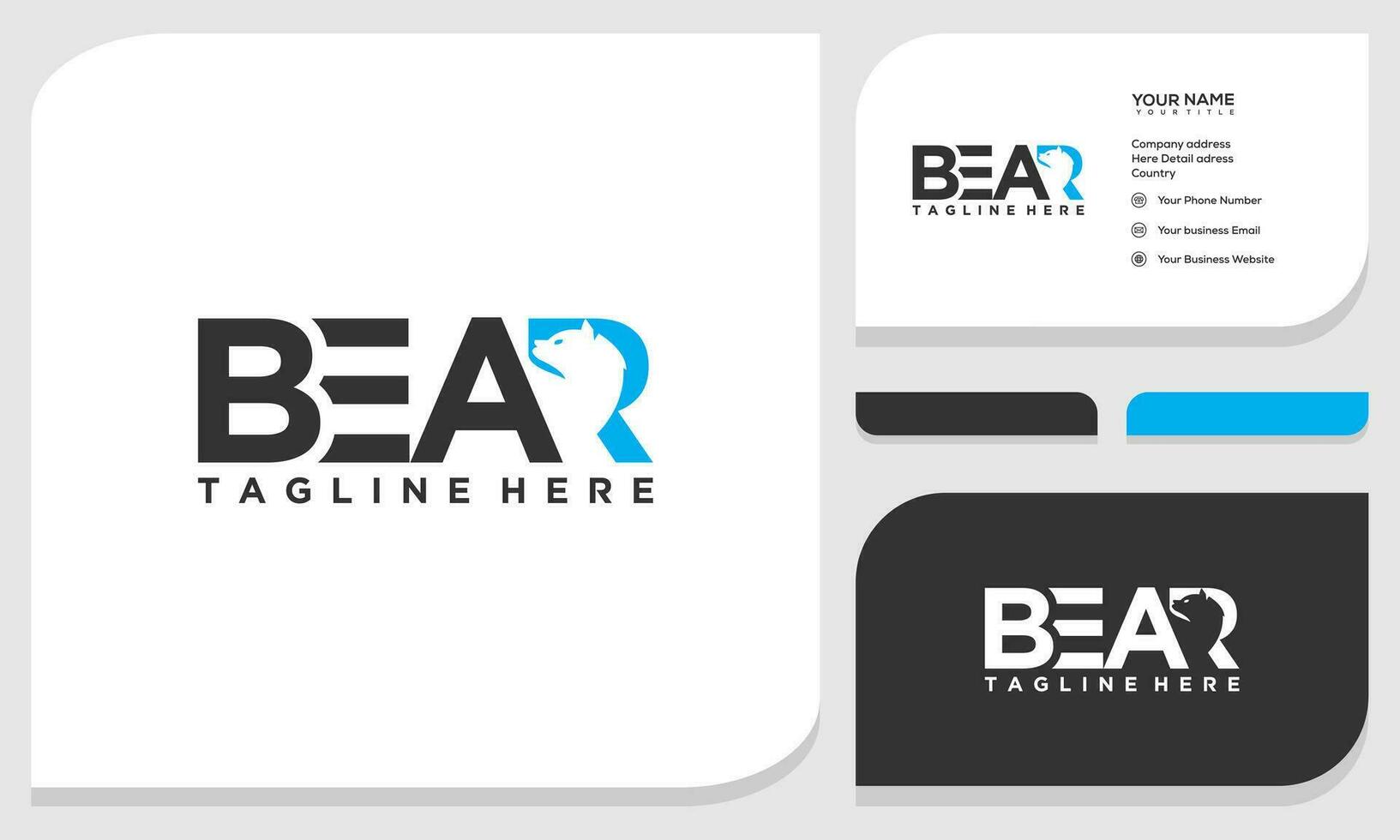 Minimalist Letter Mark BEAR Logo design. logo and business card vector