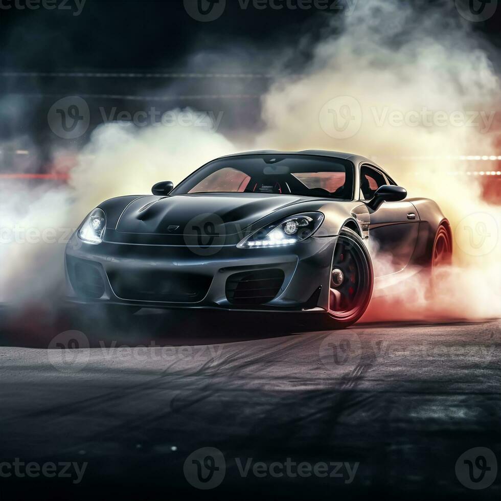 sport car on the race track, extreme car race concept photo