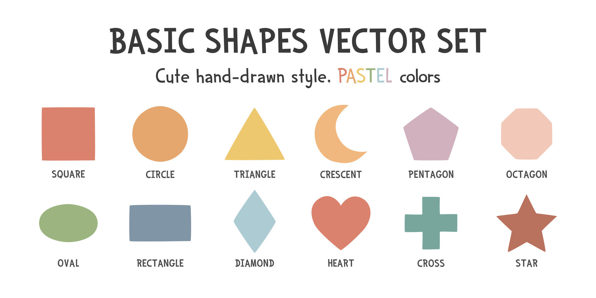 Basic shapes vector set. Colorful shapes vector illustration clipart ...