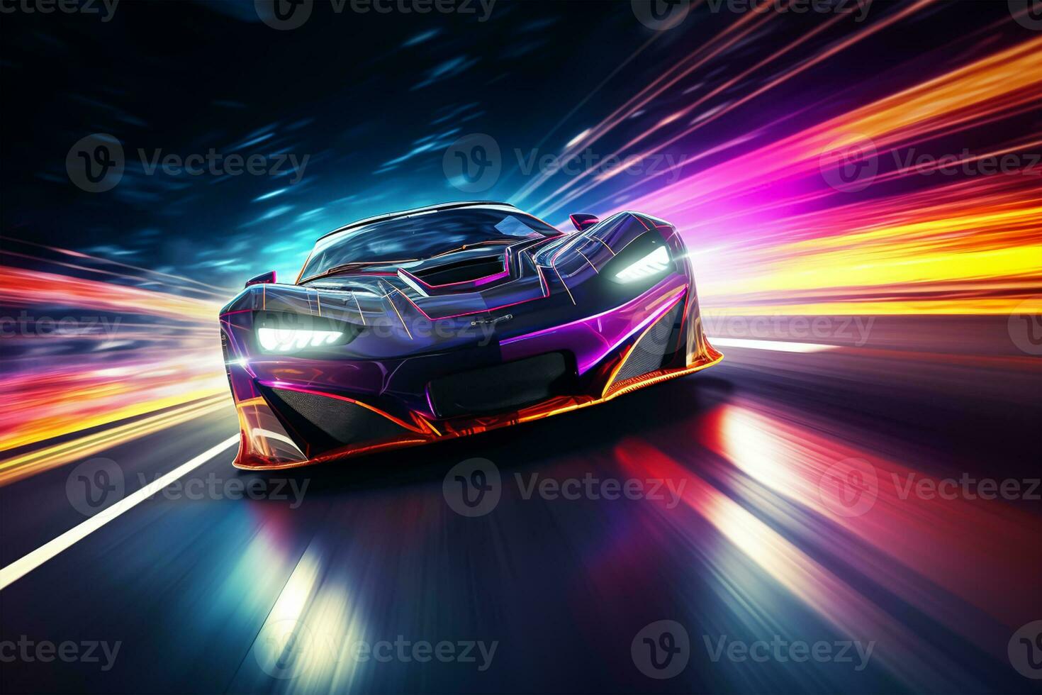 sport car on the race track, extreme car race concept photo