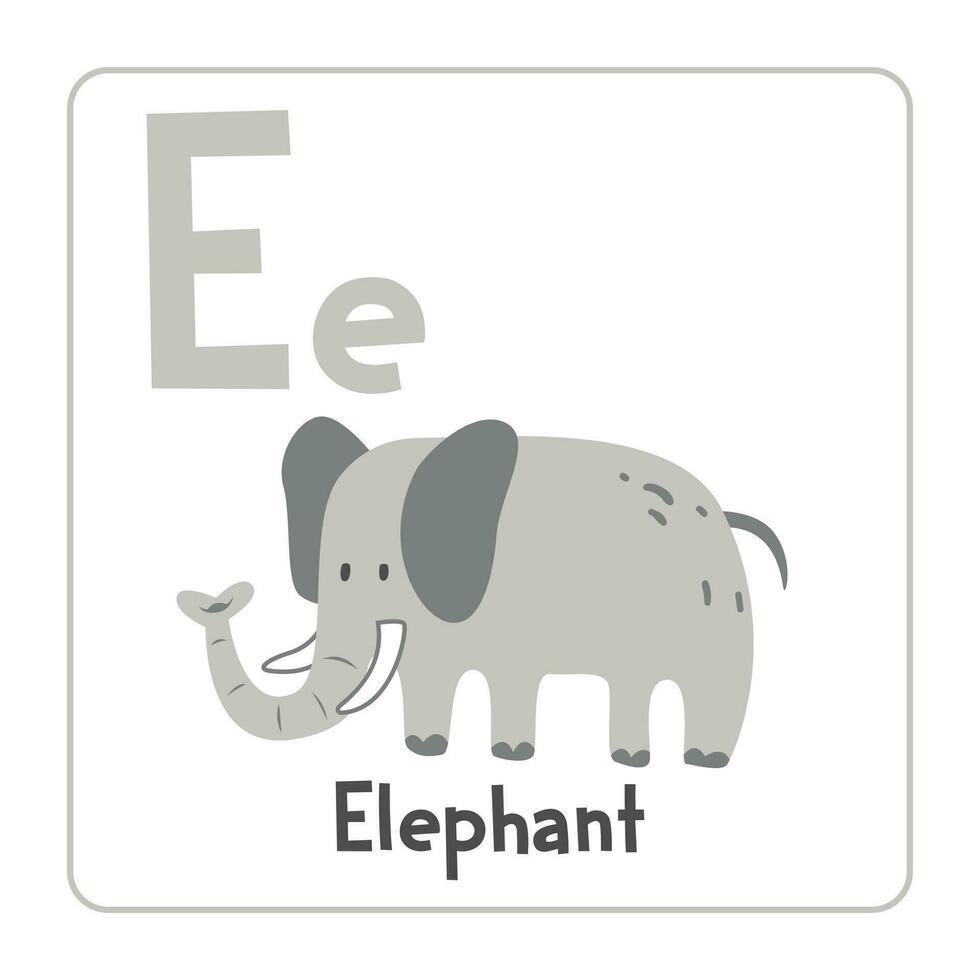 elefante clipart. elefante vector ilustración dibujos animados plano estilo. animales comienzo con letra mi. animal alfabeto tarjeta. aprendizaje letra mi tarjeta. niños educación. linda elefante vector diseño