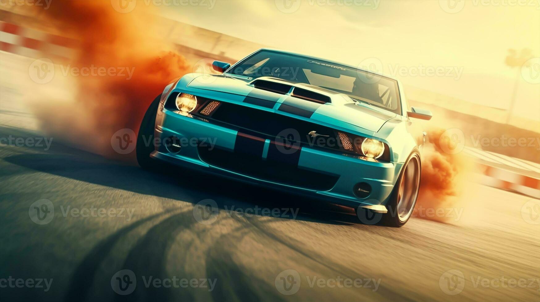 sport car on the race track, extreme car race concept photo