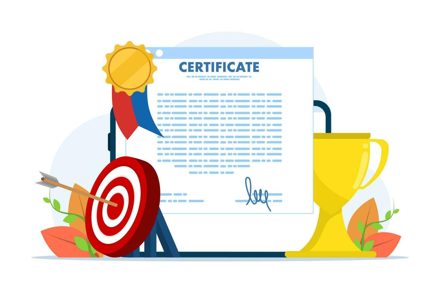 vector illustration of the concept of an educational or course certificate or Award