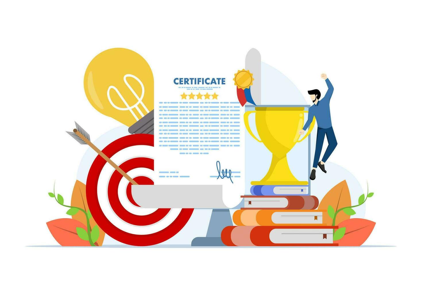 vector illustration of the concept of an educational or course certificate or Award