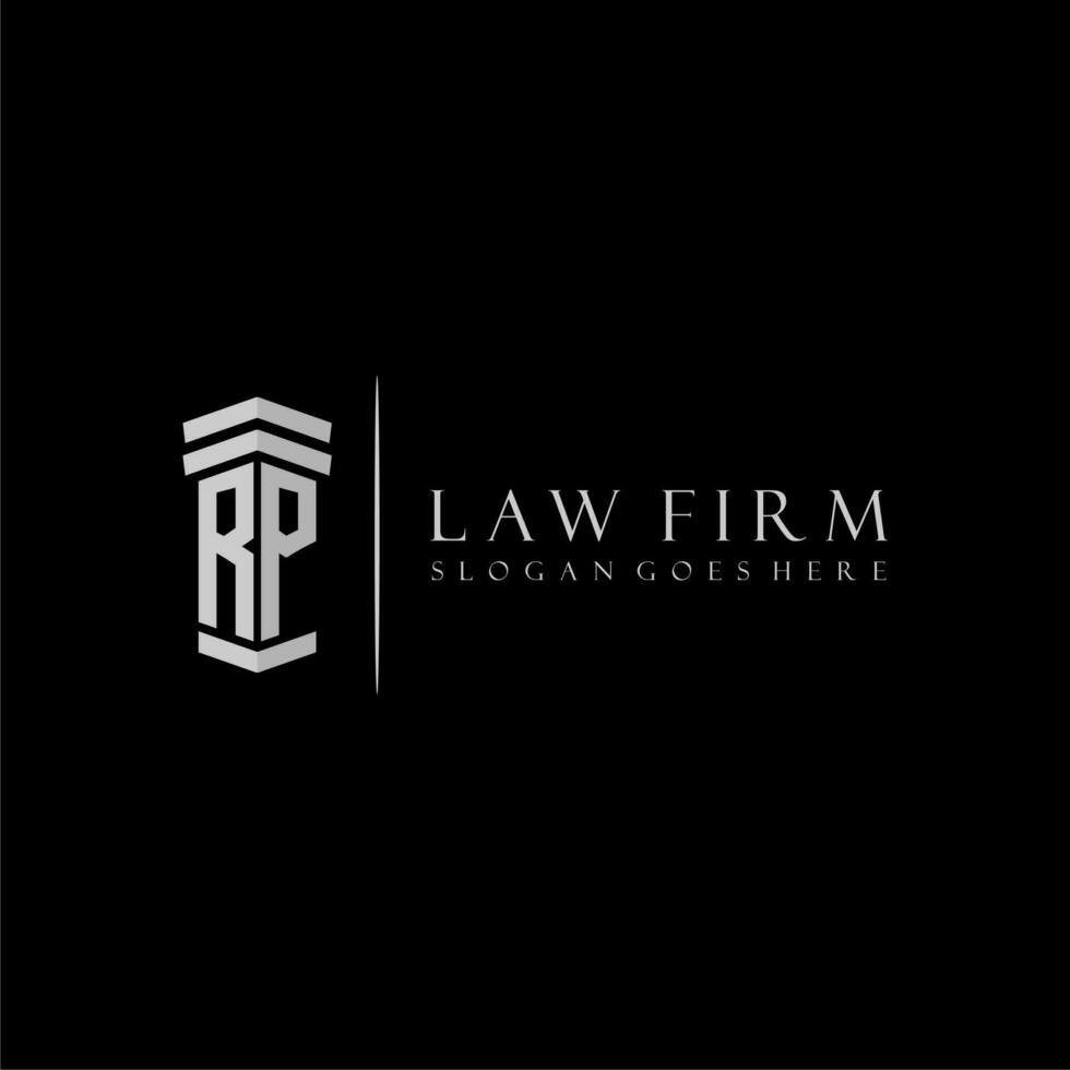 RP initial monogram logo lawfirm with pillar design vector