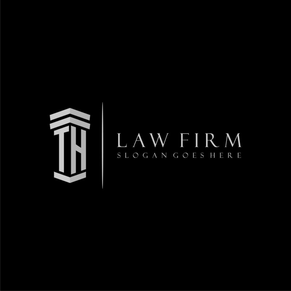 TH initial monogram logo lawfirm with pillar design vector