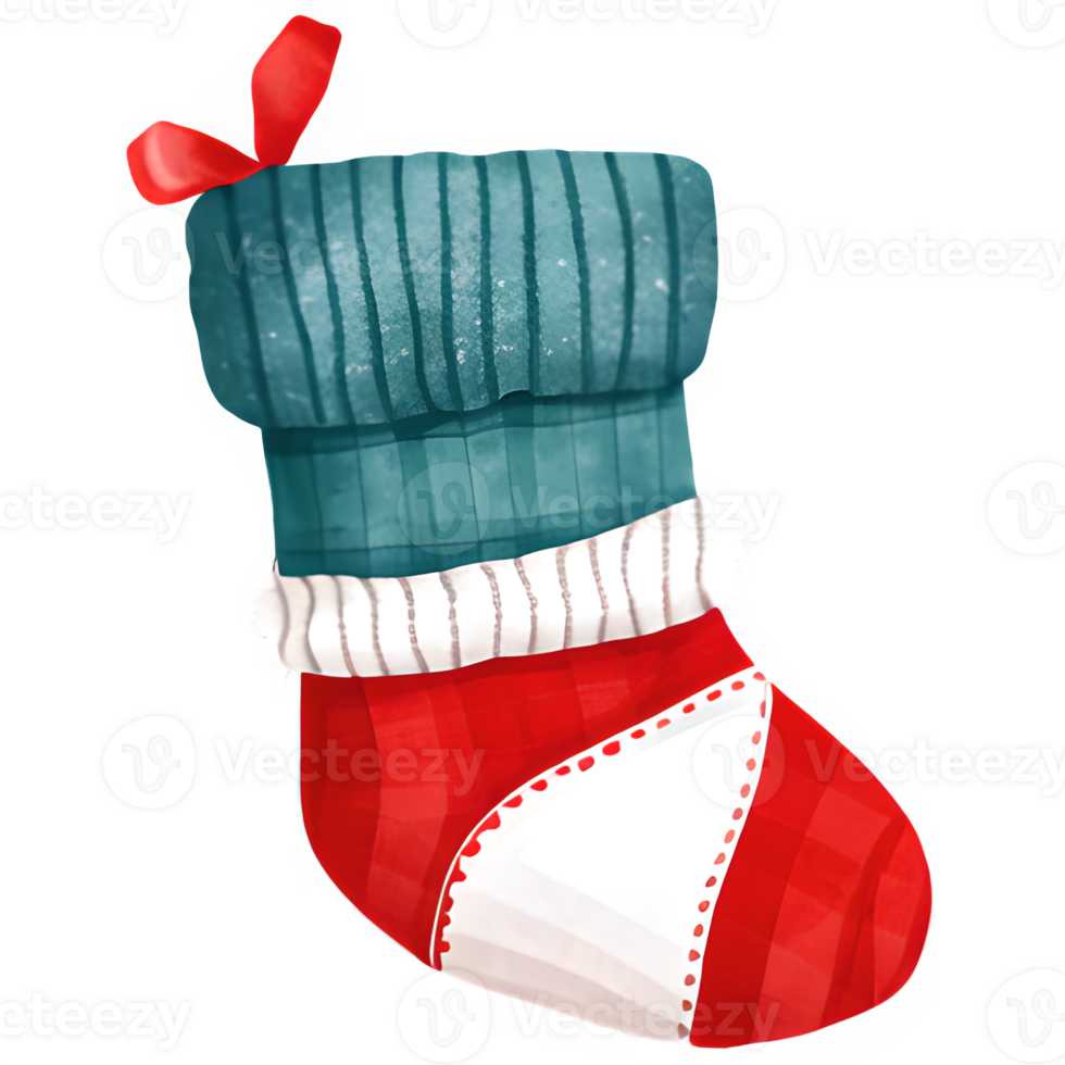 AI generated Christmas stocking watercolor clipart png