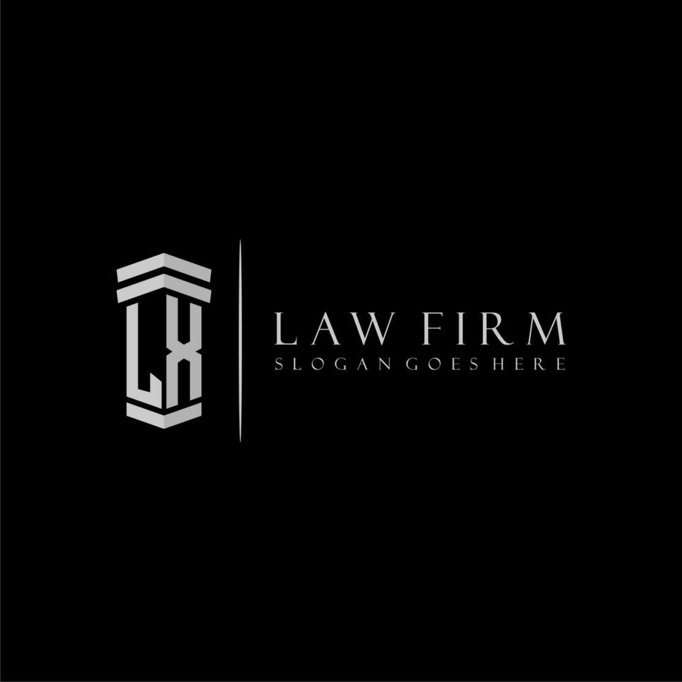 LX initial monogram logo lawfirm with pillar design vector