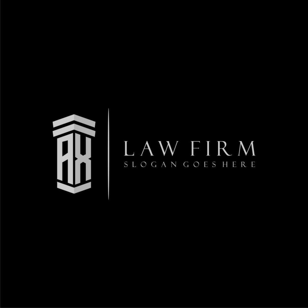 AX initial monogram logo lawfirm with pillar design vector