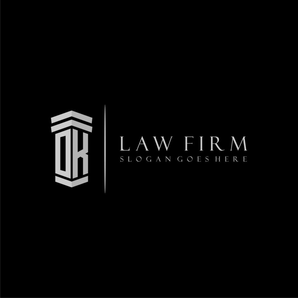 Okay inicial monograma logo bufete de abogados con pilar diseño vector