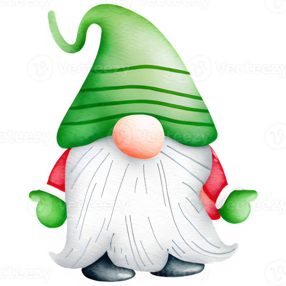 AI generated Christmas gnome watercolor clipart illustration png