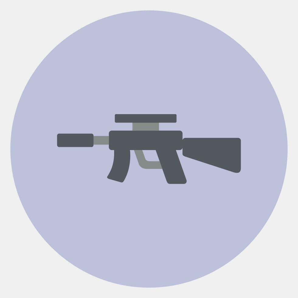 Icon machine gun. Military elements. Icons in color mate style. Good for prints, posters, logo, infographics, etc. vector