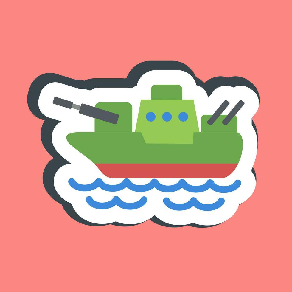 Sticker battle ship. Military elements. Good for prints, posters, logo, infographics, etc. vector