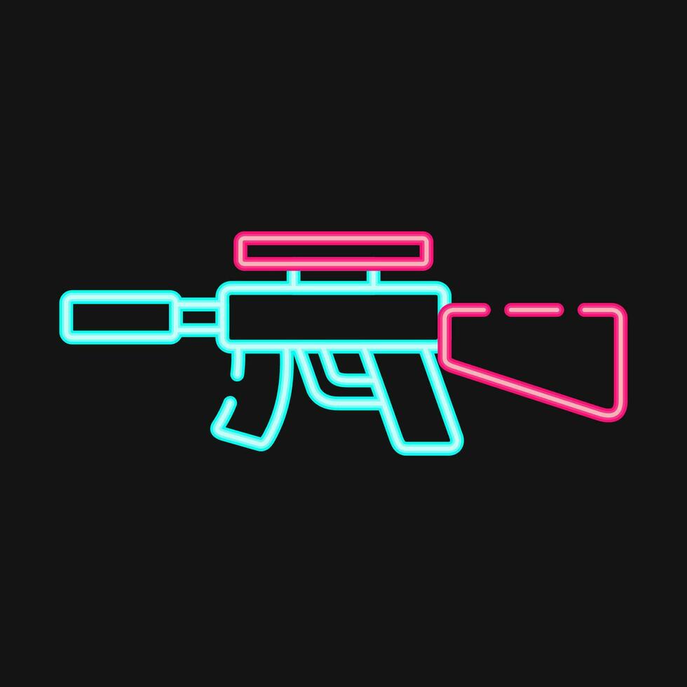 Icon machine gun. Military elements. Icons in neon style. Good for prints, posters, logo, infographics, etc. vector