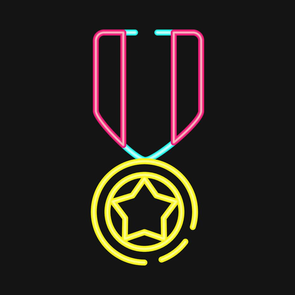 Icon medal. Military elements. Icons in neon style. Good for prints, posters, logo, infographics, etc. vector
