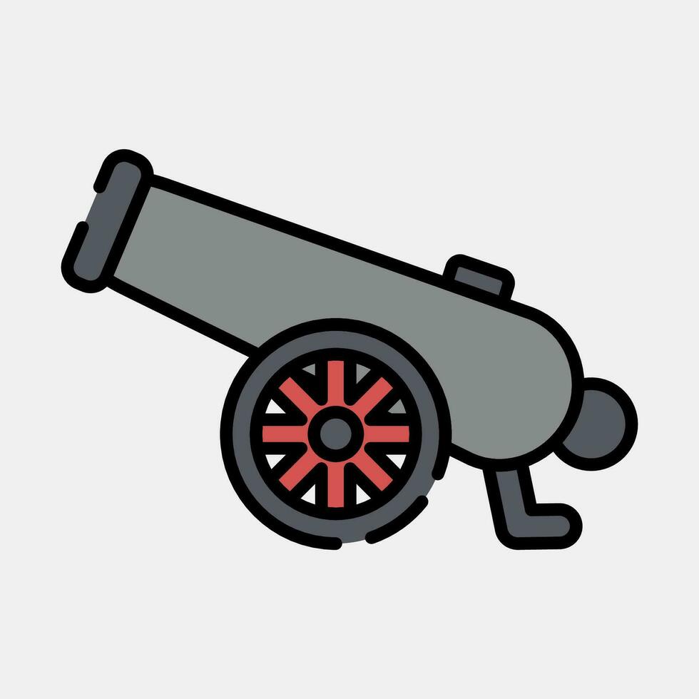 Icon cannon. Military elements. Icons in filled line style. Good for prints, posters, logo, infographics, etc. vector