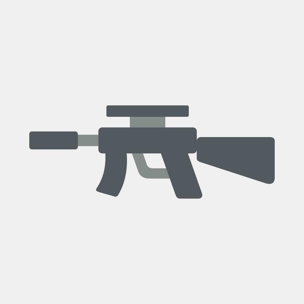 icono máquina pistola. militar elementos. íconos en plano estilo. bueno para huellas dactilares, carteles, logo, infografía, etc. vector