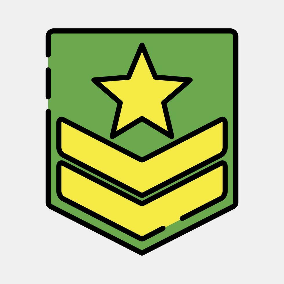 Icon military badge. Military elements. Icons in filled line style. Good for prints, posters, logo, infographics, etc. vector