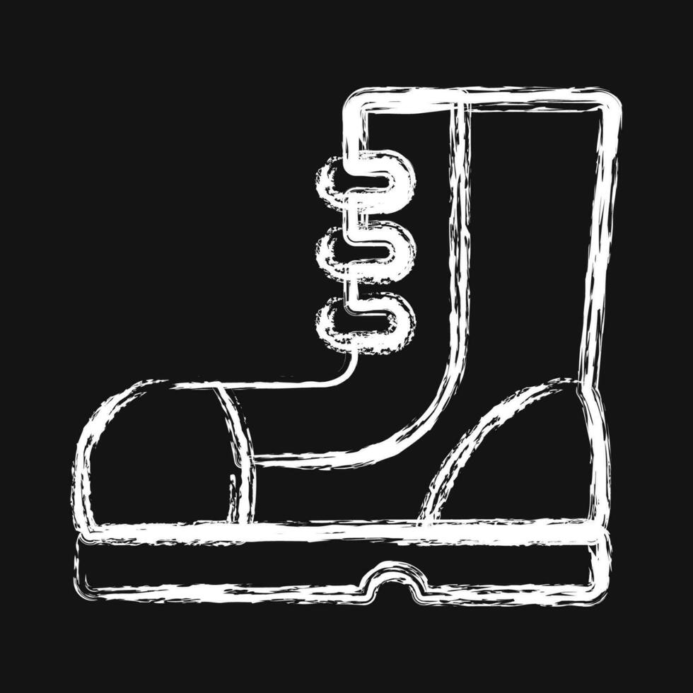 Icon military boots. Military elements. Icons in chalk style. Good for prints, posters, logo, infographics, etc. vector