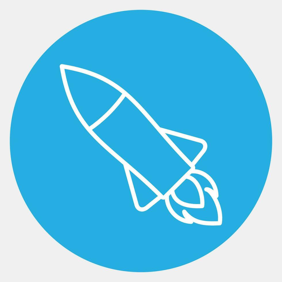 Icon rocket. Military elements. Icons in blue round style. Good for prints, posters, logo, infographics, etc. vector