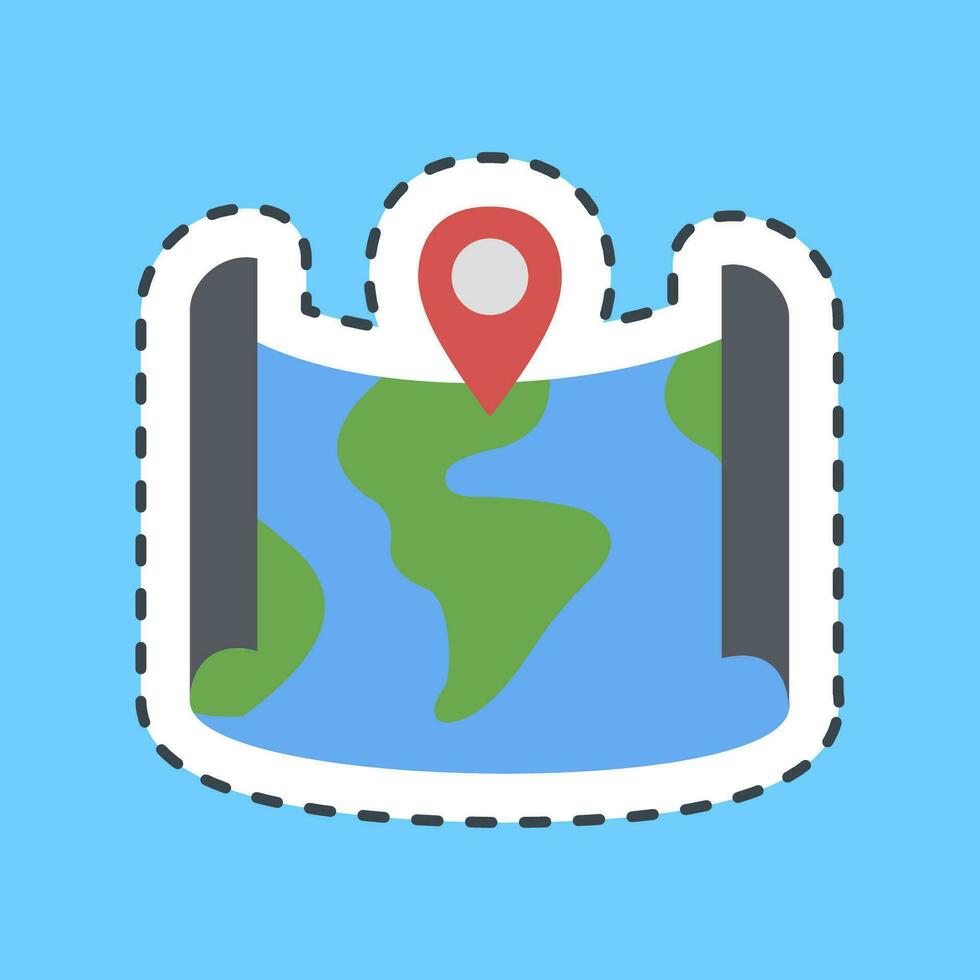 Cutting line sticker map. Military elements. Good for prints, posters, logo, infographics, etc. vector
