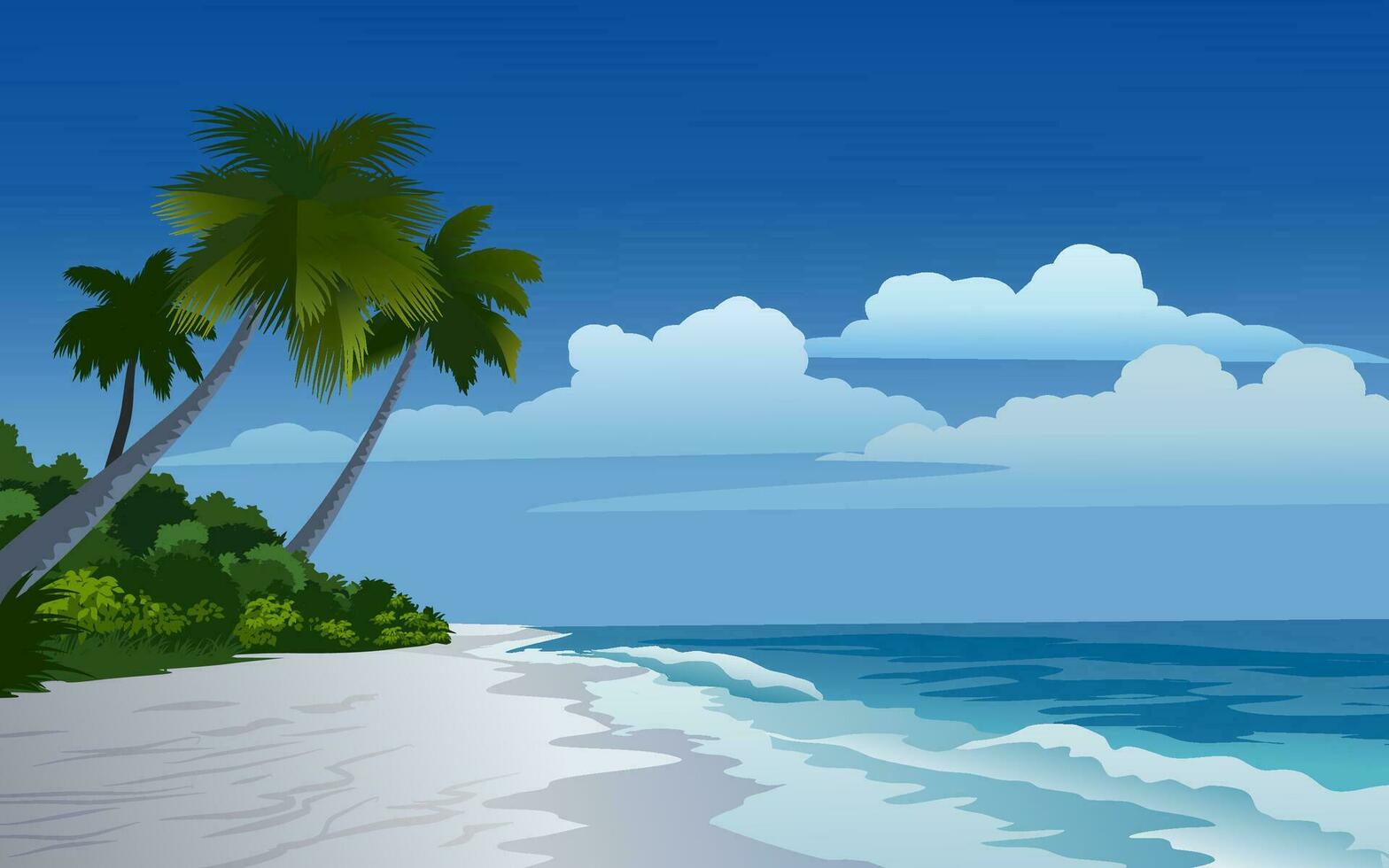 Tropical island beach landscape at sunny day vector