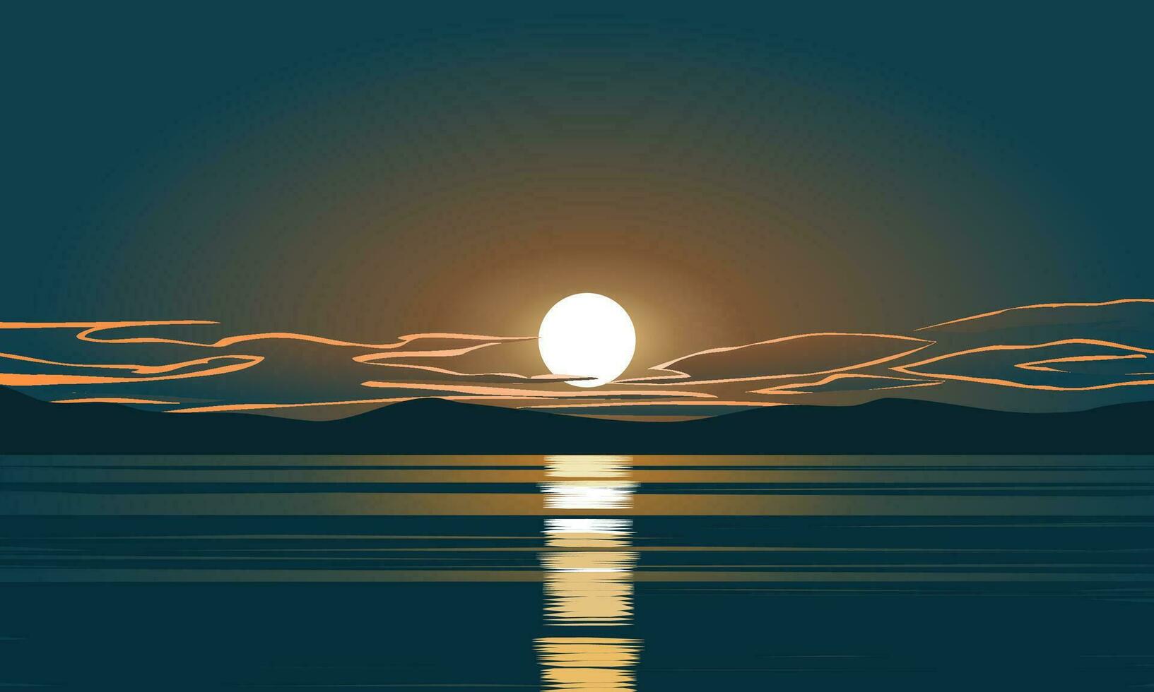 Sunset over the sea. Vector illustration