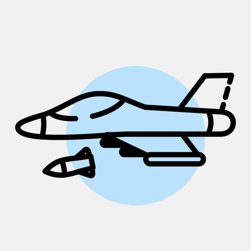 Icon fighter jet. Military elements. Icons in color spot style. Good for prints, posters, logo, infographics, etc. vector