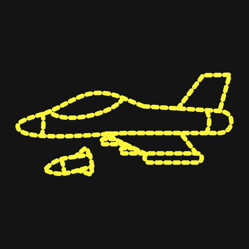 Icon fighter jet. Military elements. Icons in dotted style. Good for prints, posters, logo, infographics, etc. vector