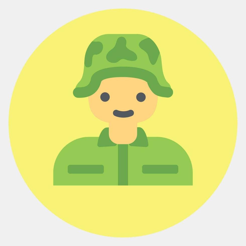 Icon soldier. Military elements. Icons in color mate style. Good for prints, posters, logo, infographics, etc. vector