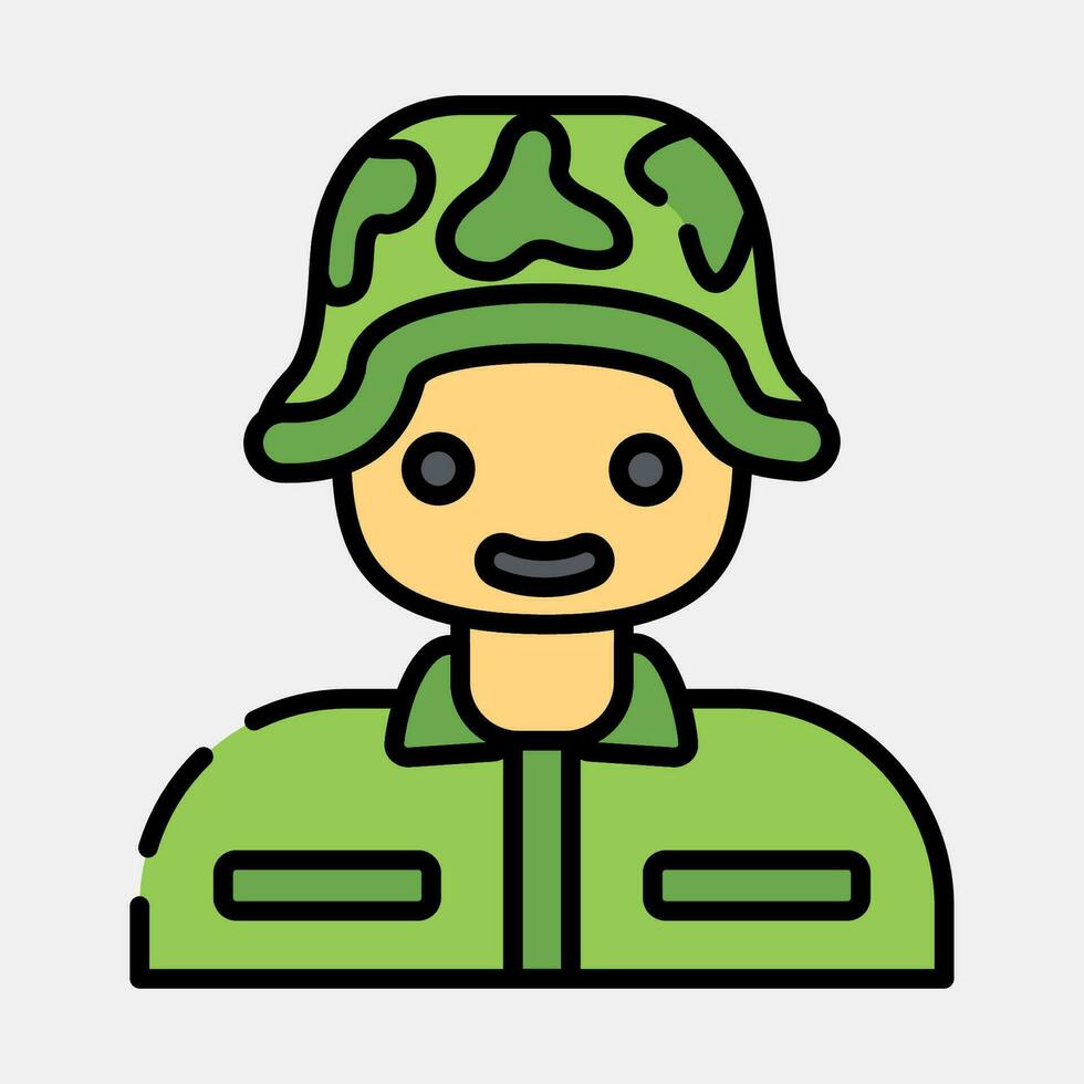 Icon soldier. Military elements. Icons in filled line style. Good for prints, posters, logo, infographics, etc. vector