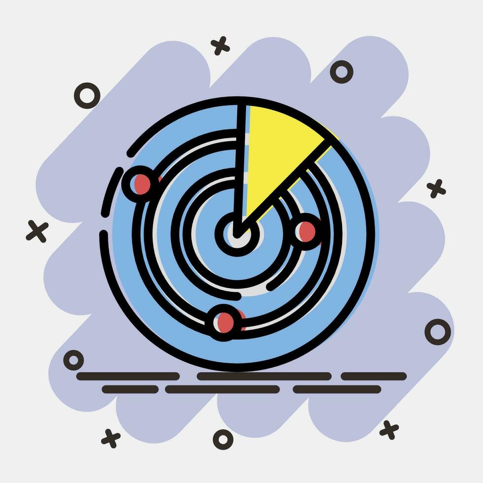 Icon radar. Military elements. Icons in comic style. Good for prints, posters, logo, infographics, etc. vector