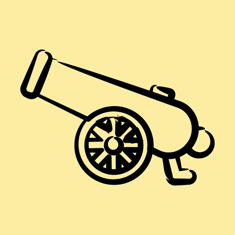 Icon cannon. Military elements. Icons in hand drawn style. Good for prints, posters, logo, infographics, etc. vector