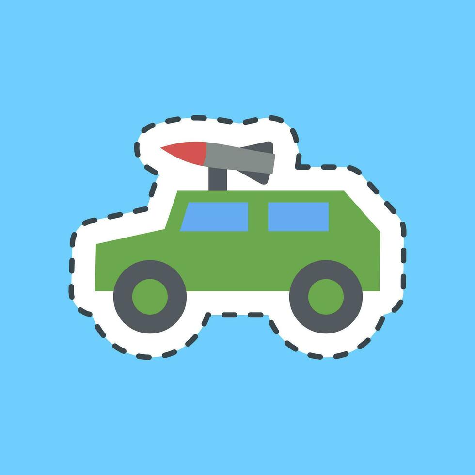 Cutting line sticker military vehicle. Military elements. Good for prints, posters, logo, infographics, etc. vector